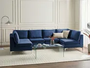 Modular U-Shape Sofa 6 Seater EVJA Velvet Navy Blue_859726
