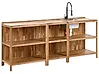 3 Piece Outdoor Kitchen Set with Sink VENOSA Brown/ Black Acacia Wood