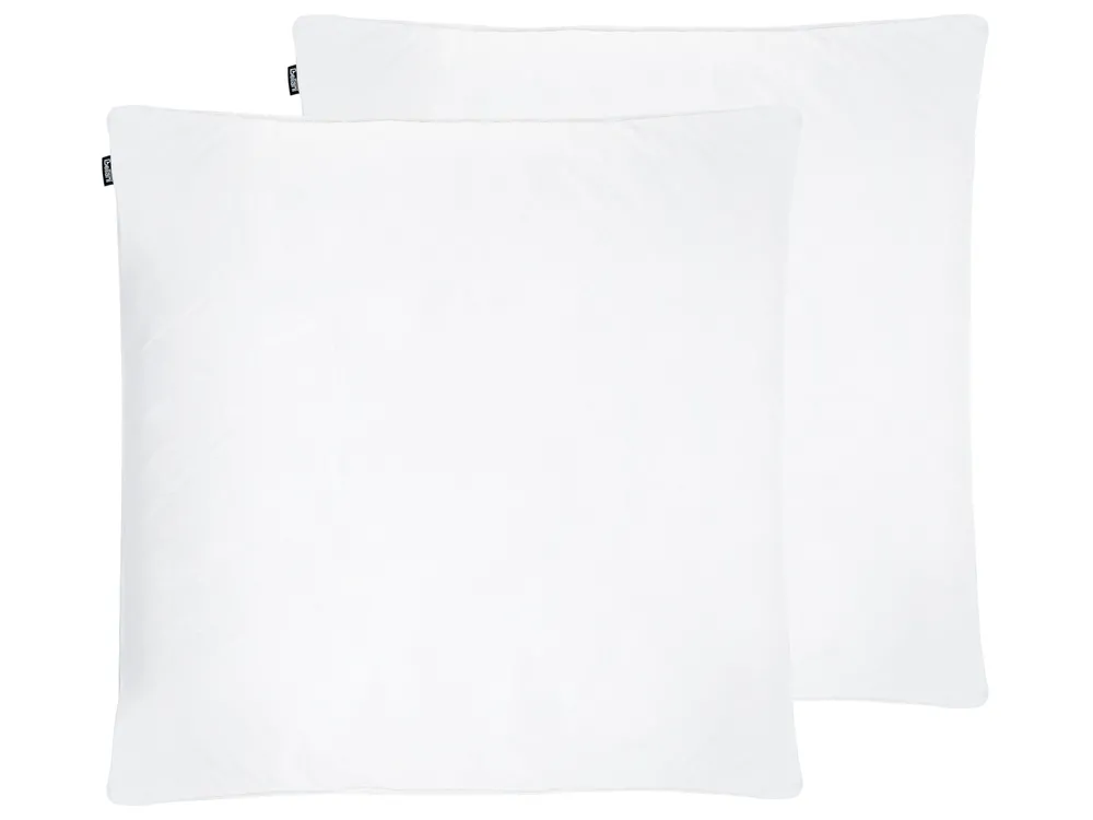 Set of 2 Bed Pillows FELDBERG High 80 x 80 cm Duck Feathers and Down White