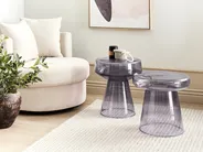 Set of 2 Side Tables LAGUNA/CALDERA Glass Grey_883269