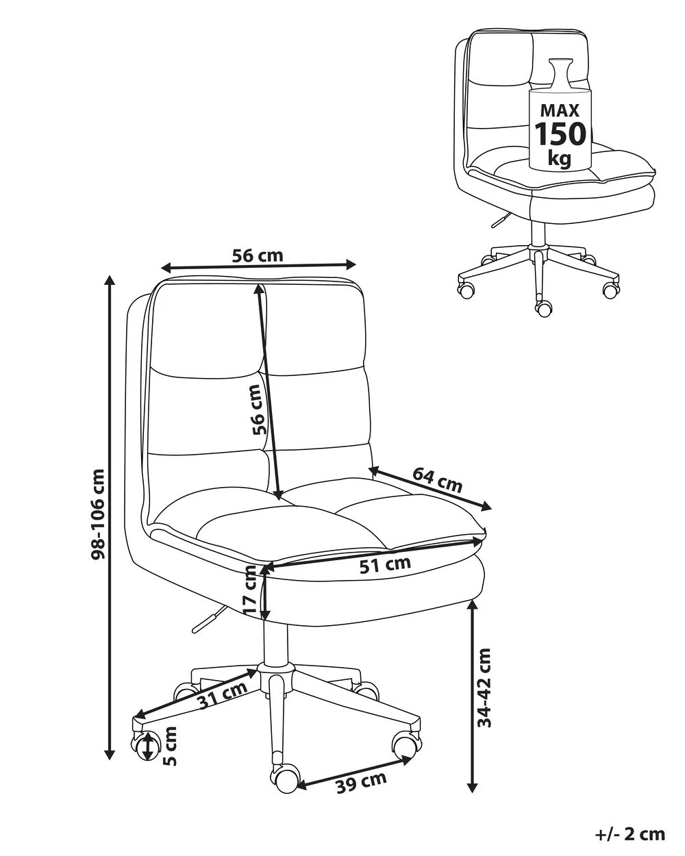 Kontorsstol ADDISON Bouclé Vit_998641