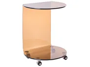 Sidobord MINTO med hjul Härdat glas Brun_1032588