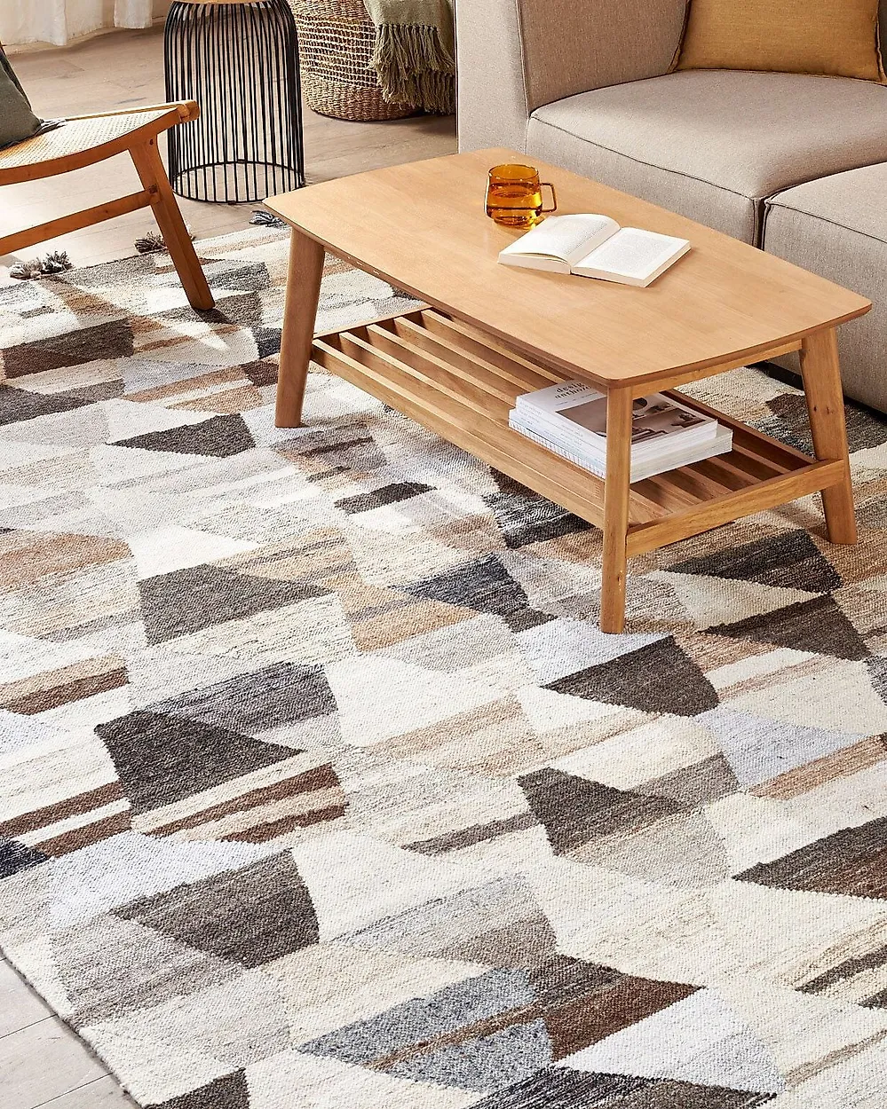 Matto ARGAVAND Beige 160 x 230 cm kelim Villa_1180162