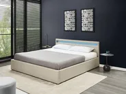 Ottoman Bed with LED ARMELLE Fabric Beige 180 x 200 cm (EU Super King)_994517