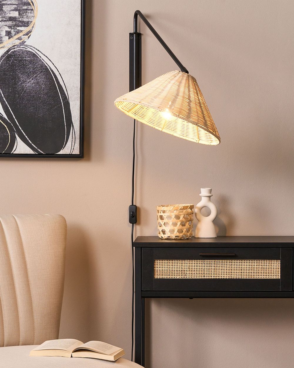 Vegglampe PALENA Justerbar Rotting Naturlig