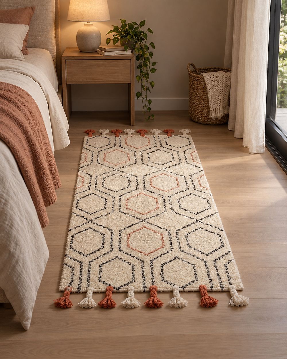 Rug HAJIPUR Beige 80 x 150 cm Cotton