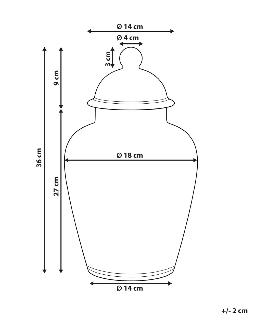 Maljakko kannella MOGUER 36 cm Posliini Punainen/valkoinen_1052884