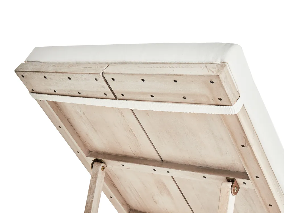 Sun Lounger with Cushion AZZANELLO Reclining Acacia Wood Off-White_956855