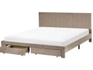 Bed with Storage Drawers LONZAC Velvet Taupe 180 x 200 cm (EU Super King)_1014856