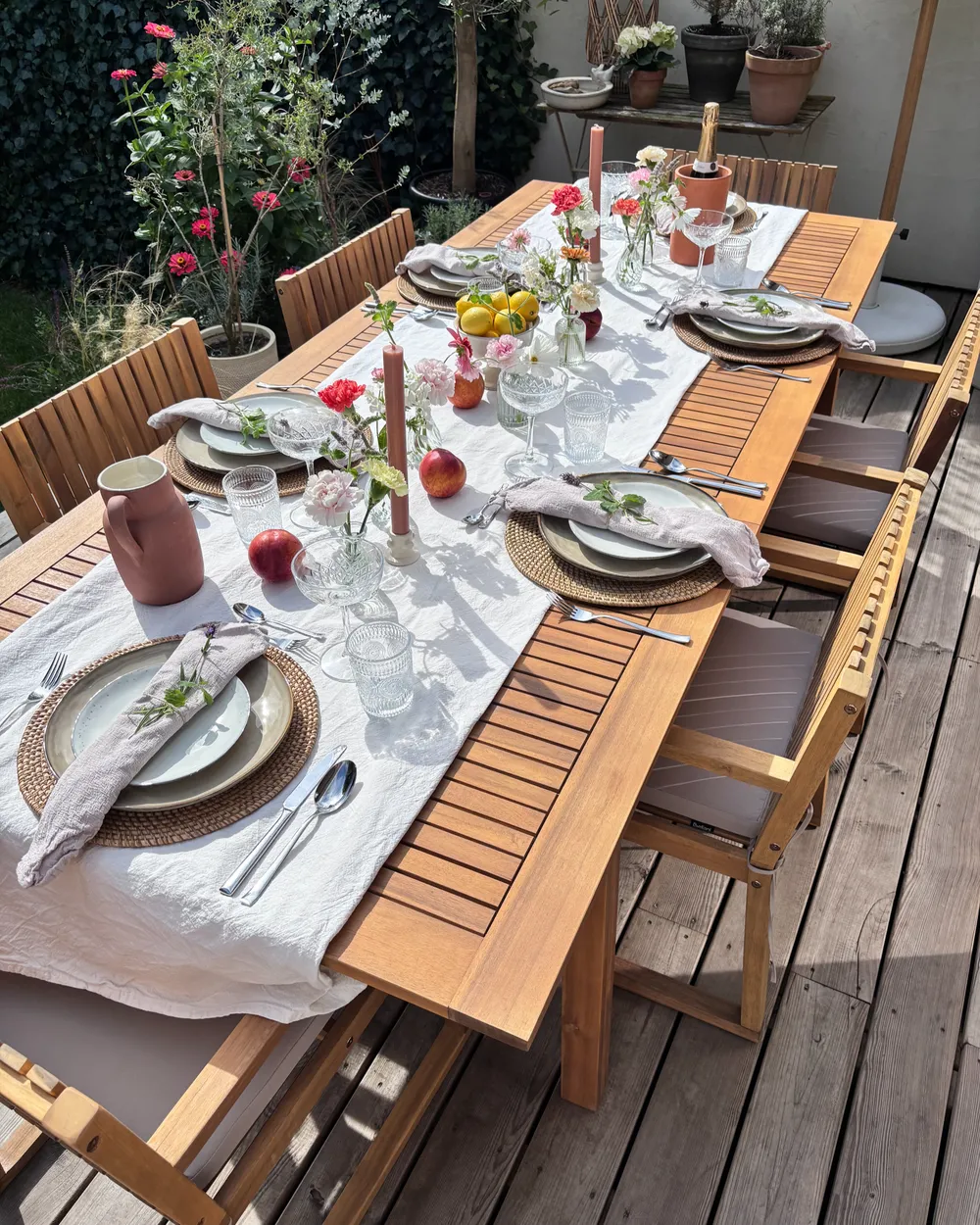 Extending Garden Dining Table CESANA 180/240 cm 100 cm Acacia Wood Light Brown_1017668