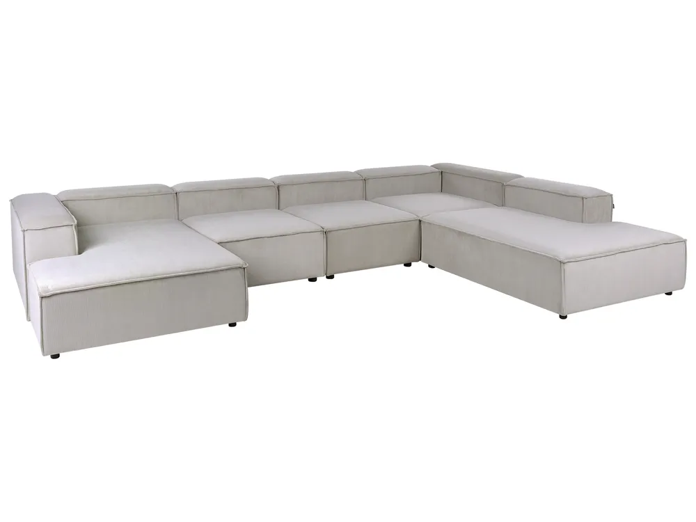 Modular Corner Sofa 5 Seater ARDAL Corduroy Taupe Left Hand_1011130