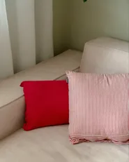 Throw Cushion AALITA 45 x 45 cm Cotton Red Striped_1034153