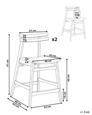 Set med 2 barstolar CYNTHIANA Trä Brun/ Ljusbeige_1060385