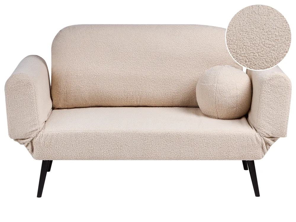 Sofa Bed 2 Seater DOROTEA Boucle Beige