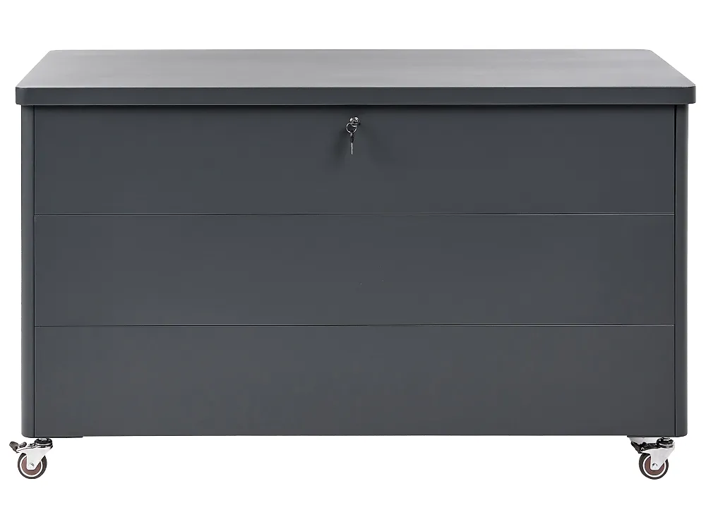Oppbevaringsboks KYMI 136 cm 55 cm Metall med hjul Mørkegrå_1173668