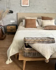 Set of 2 Decorative Cushions OBERONIA 45 x 45 cm Cotton Beige Solid_940034