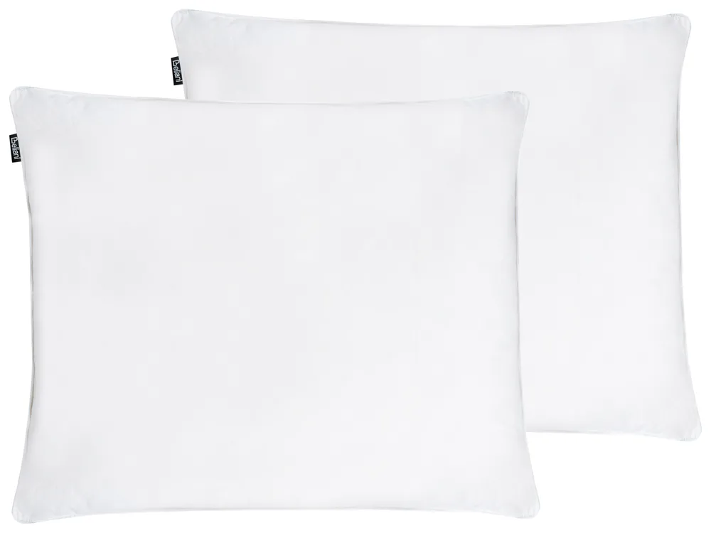 Set of 2 Bed Pillows FELDBERG High 50 x 60 cm Duck Feathers and Down White