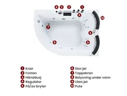 Hjørneboblebad med LED PARADISO 158 x 113 cm Hvit Venstrevendt_979064