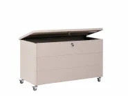 Oppbevaringsboks KYMI 136 cm 55 cm Metall med hjul Beige_1172868