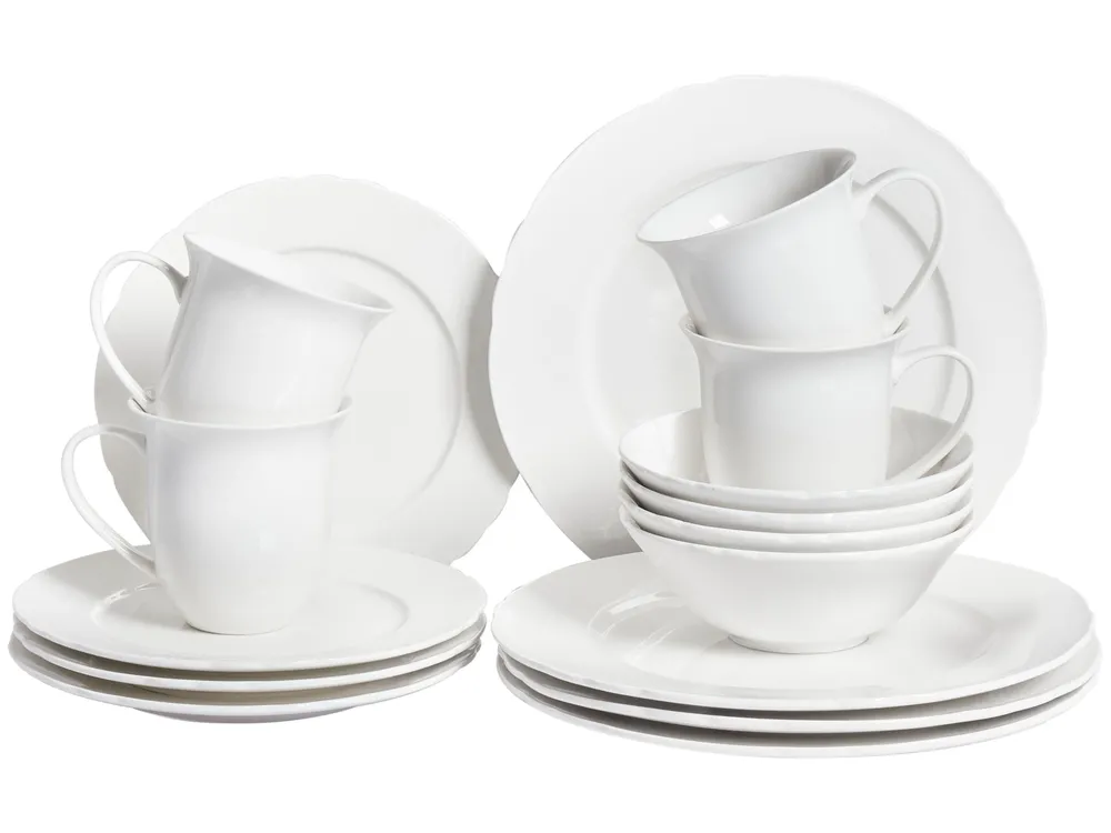 Set of 16 Dinnerware ELDERBERRY Porcelain White