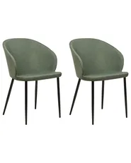 Set of 2 Dining Chairs MASON Dark Green_883560