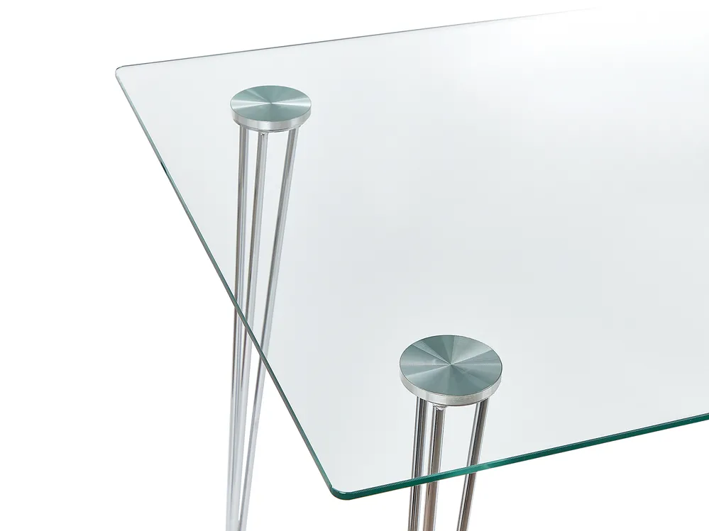 Dining Table WINSTON Silver 120 cm 70 cm Tempered Glass_821729