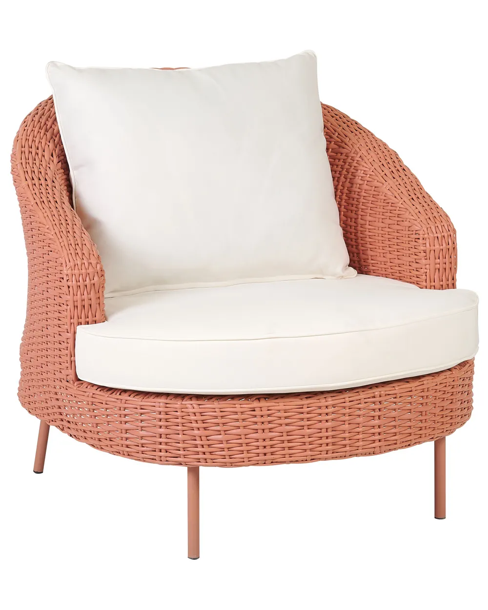 Garden Armchair with Ottoman ARCILLE II PE Rattan Peach Pink_867988