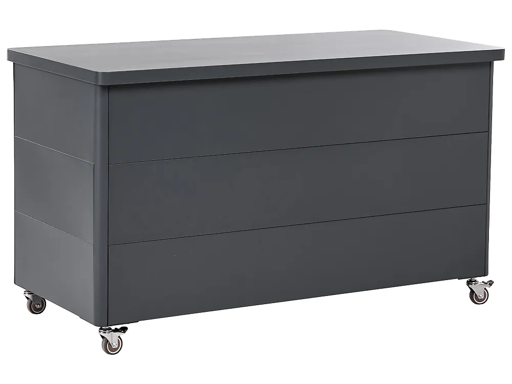 Oppbevaringsboks KYMI 136 cm 55 cm Metall med hjul Mørkegrå_1173670