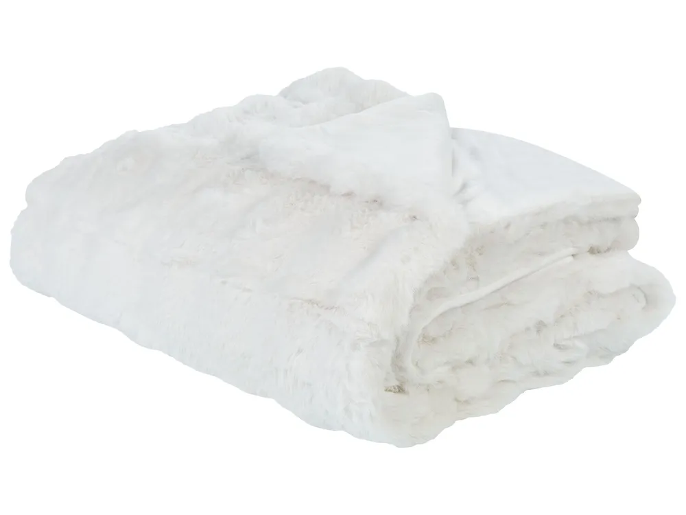 Blanket SALKA Faux Fur 200 x 220 cm White