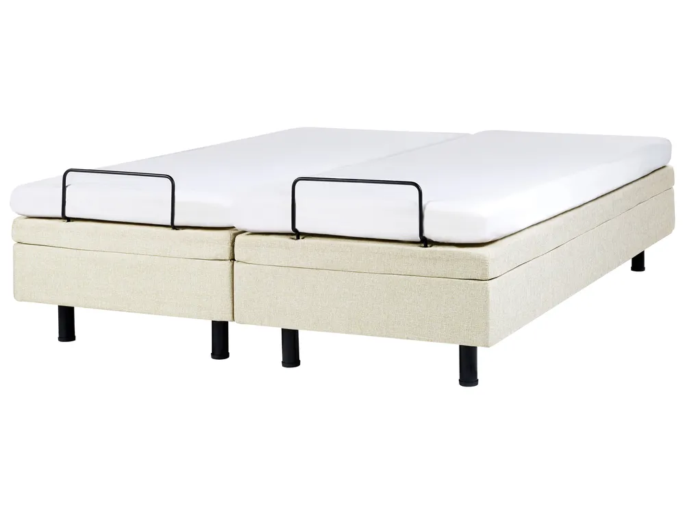 Adjustable Bed without Headboard Fabric DUKE II 160 x 200 cm (EU King Size) Beige_988246