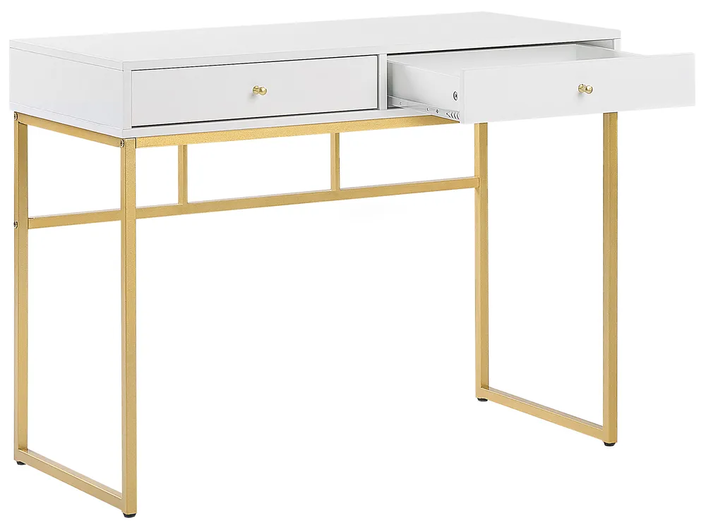 Konsolbord DAPHNE 100 cm 48 cm med lådor Vit/ Guld_811522
