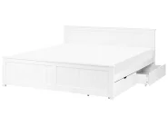 Bed with 2 Drawers SABRAN Pine Wood White 180 x 200 cm (EU Super King)_1061323