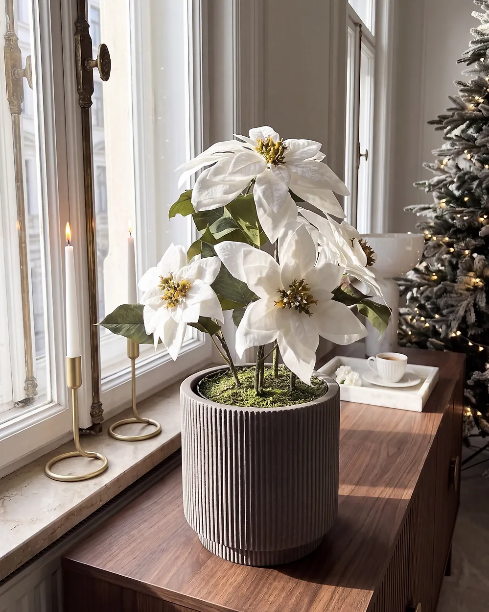 Tekokasvi CHRISTMAS FLOWER 61 cm Valkoinen