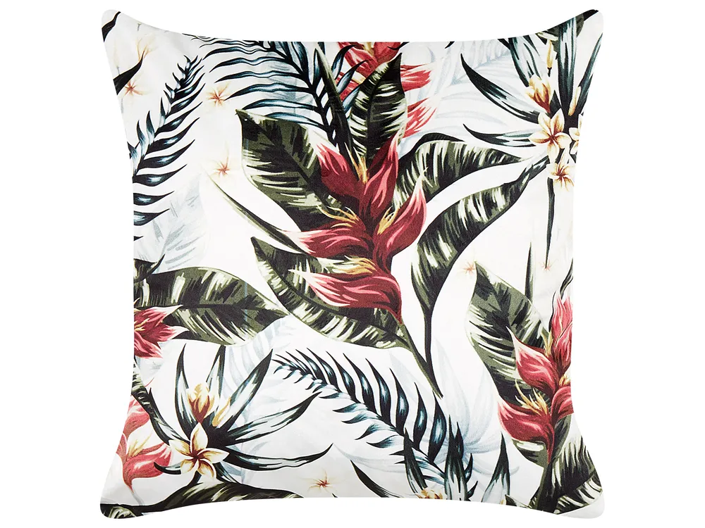 Set of 2 Decorative Cushions EDELWEISS 45 x 45 cm Velvet Multicolour Plant Pattern_834844
