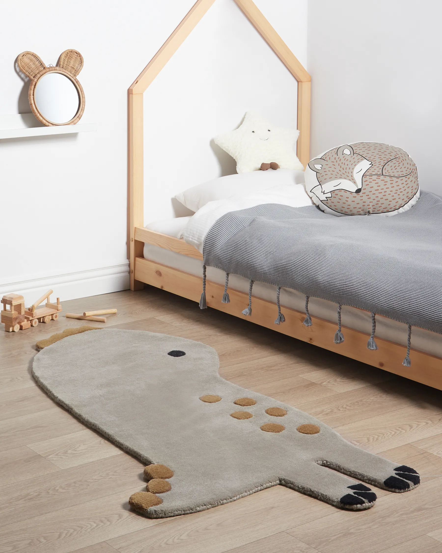 Kids Rug DINO Grey 100 x 160 cm Wool_910742