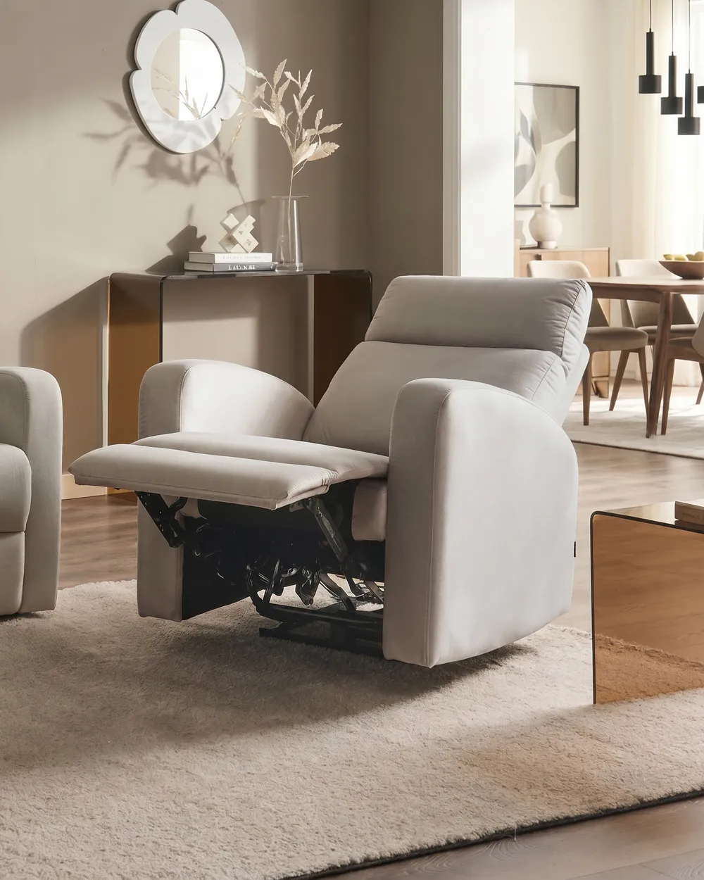 Elektrisk reclinerfåtölj VERDAL Inklusive fotstöd Sammet Beige_921659