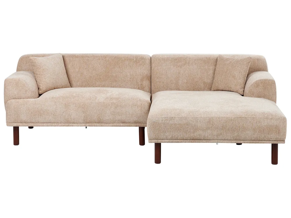 Corner Sofa 3 Seater HOLT Fabric Beige Left Hand