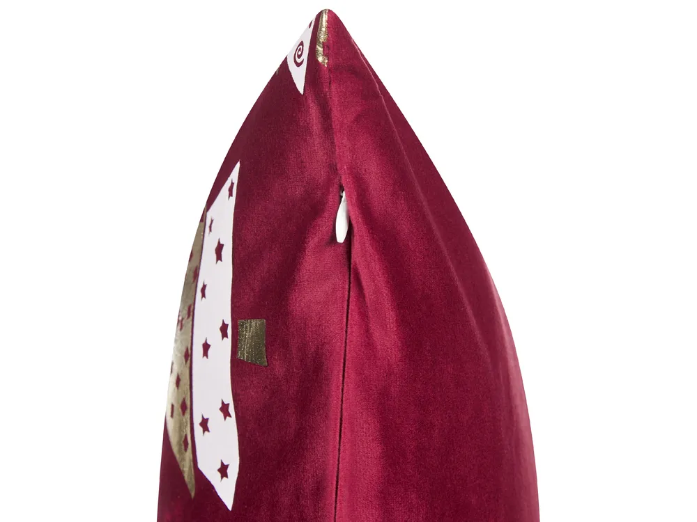 Set med 2 prydnadskuddar GOLDSPRUCE 45 x 45 cm Sammet Röd Julmotiv_879394