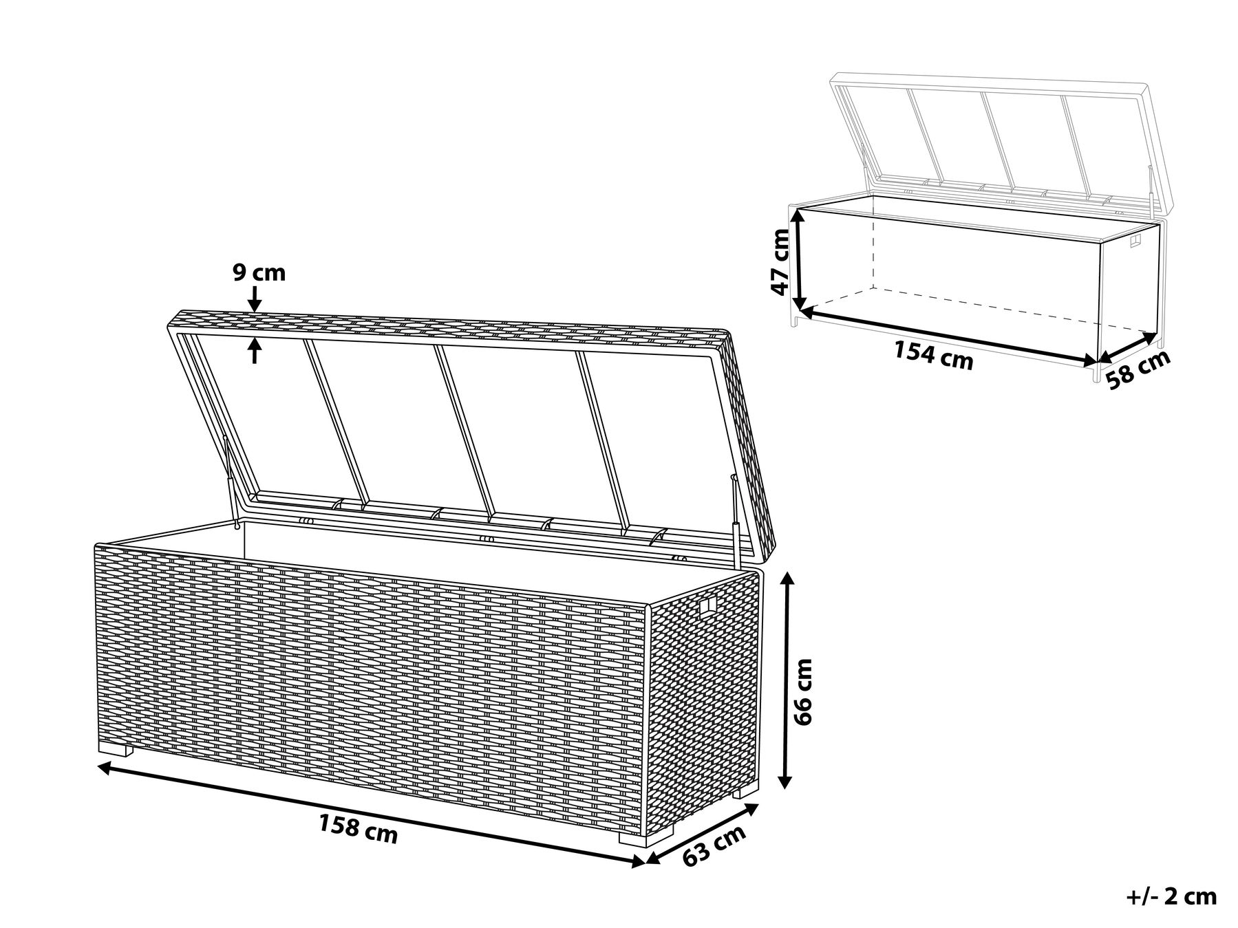 Storage Box MODENA 158 cm 63 cm PE Rattan White_774344