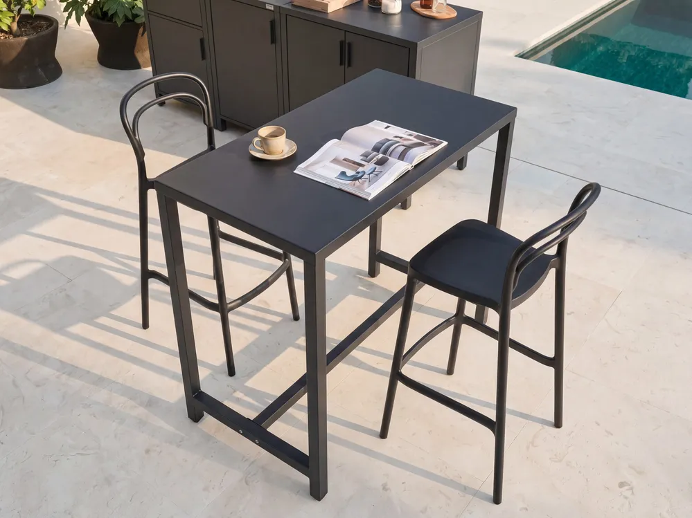 Outdoor Bar Table ROCHA Graphite Grey Metal