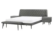 Bedroom Set Faux Leather ESSONNE 160 x 200 cm (EU King Size) Grey_789189