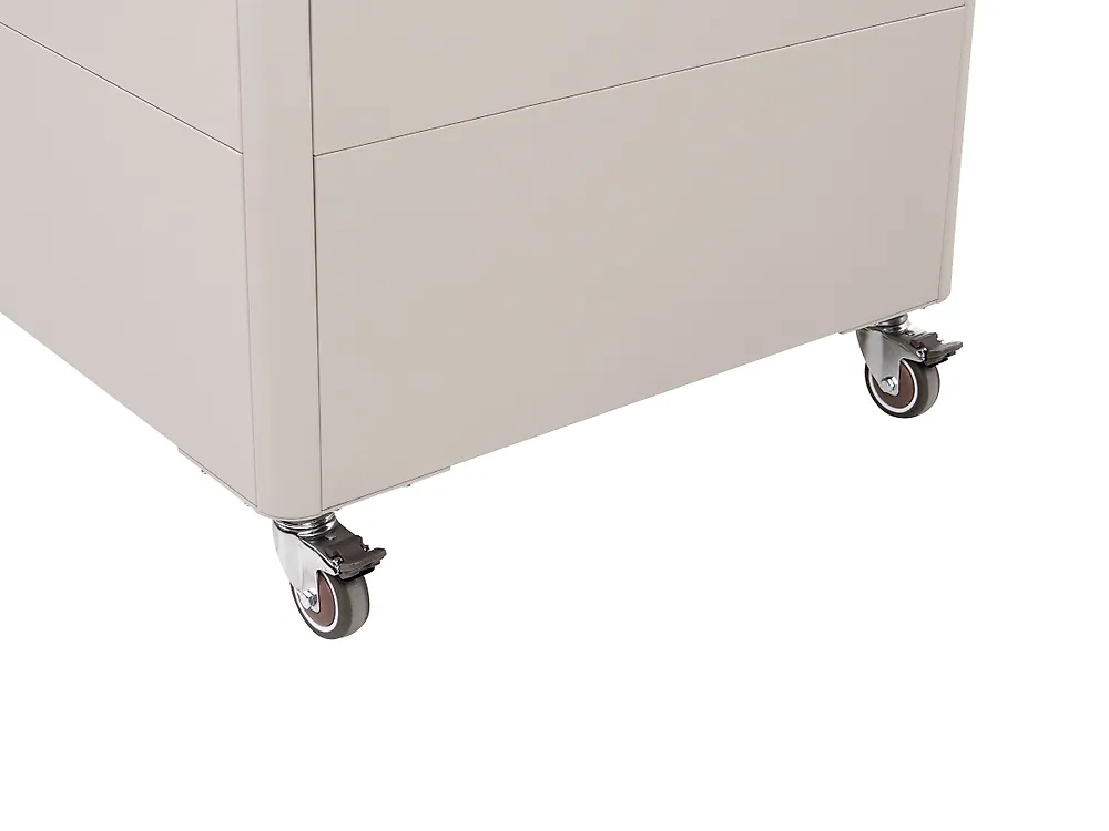 Oppbevaringsboks KYMI 136 cm 55 cm Metall med hjul Beige_1172877