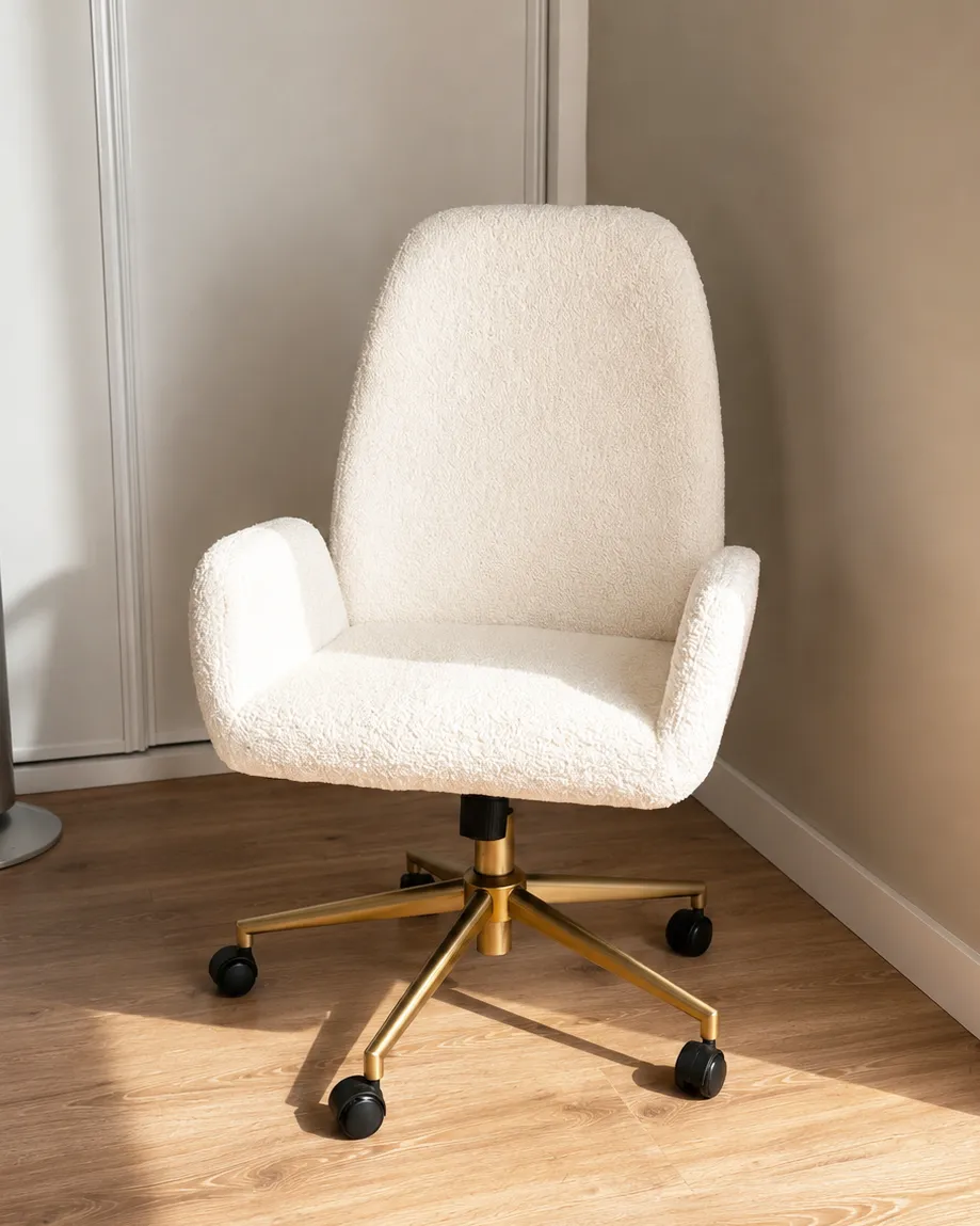 Office Chair CLARE Boucle White_1143213
