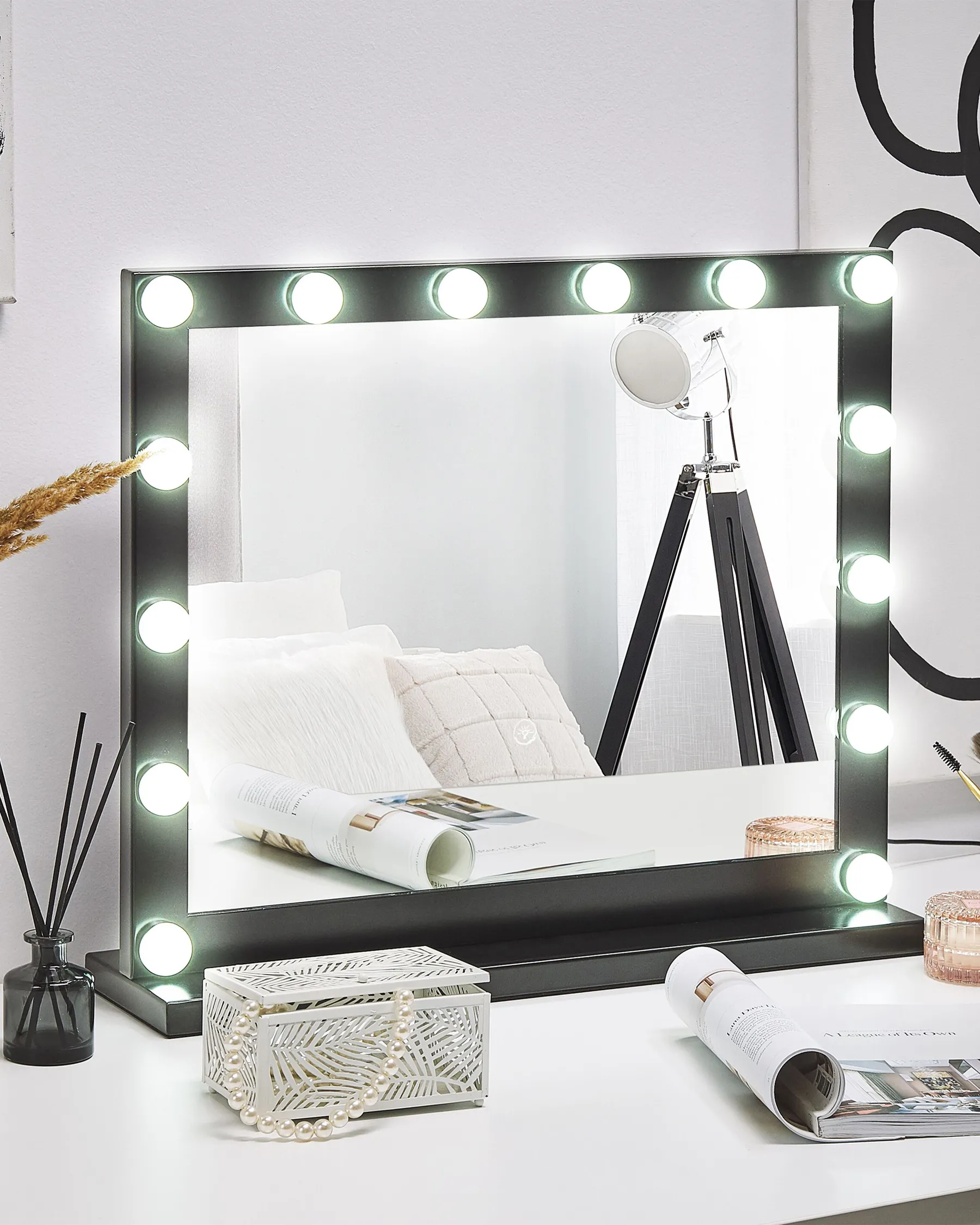 Dressing Table Mirror LED BEAUVOIR Black_814036