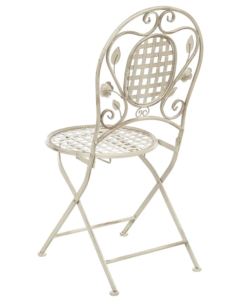 Set med 2 trädgårdsstolar BIVIO Fällbar Metall Off-White_806681