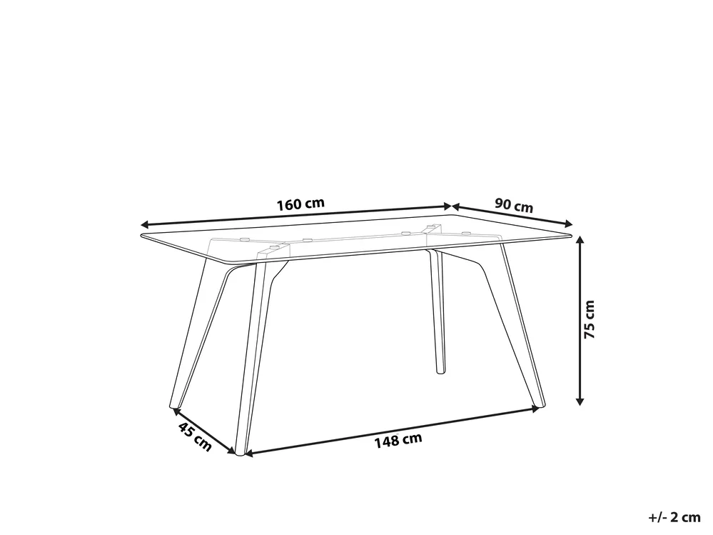 Dining Table HUDSON Transparent 160 cm 90 cm Tempered Glass_797733