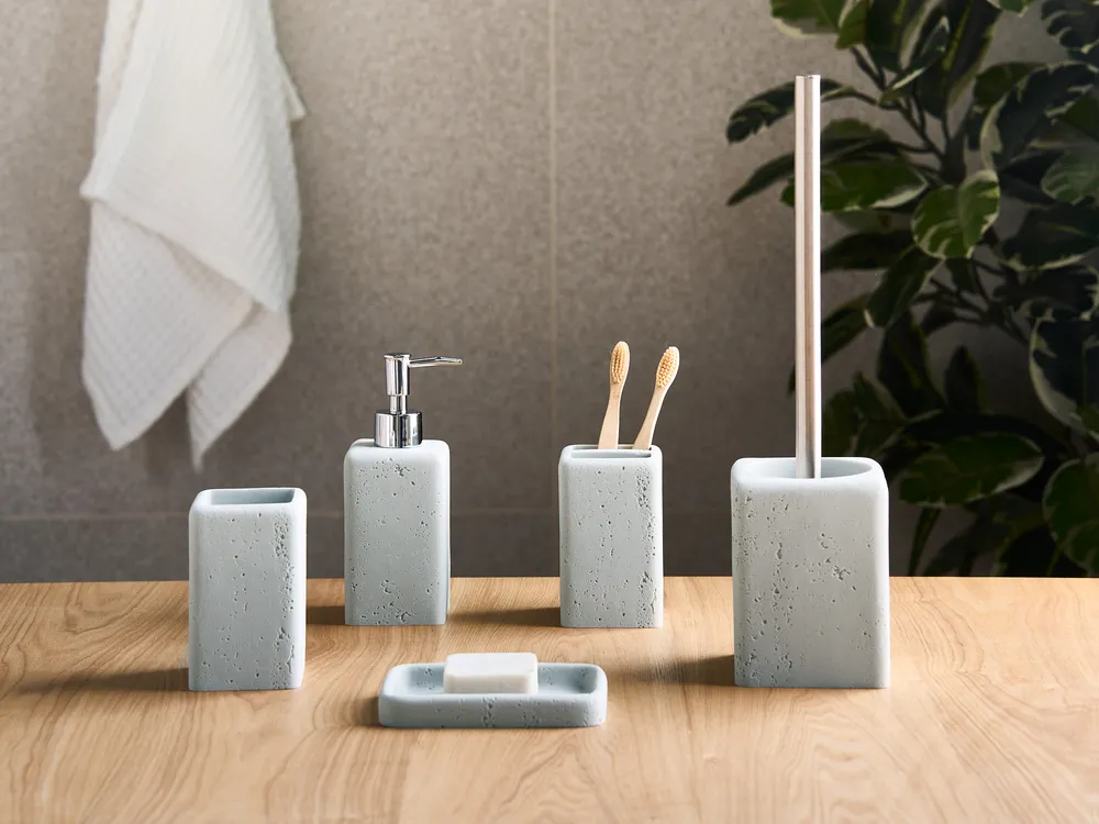 5-Piece Bathroom Accessories Set VILCANOTA Grey Concrete Effect