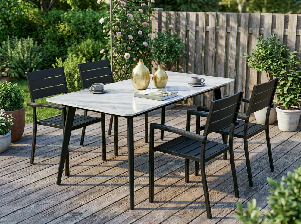 Garden Dining Table RODALLO 160 cm 90 cm Stone Grey Marble