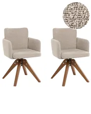 Set of 2 Dining Chairs Swivel EVELYN Boucle Beige_1125689