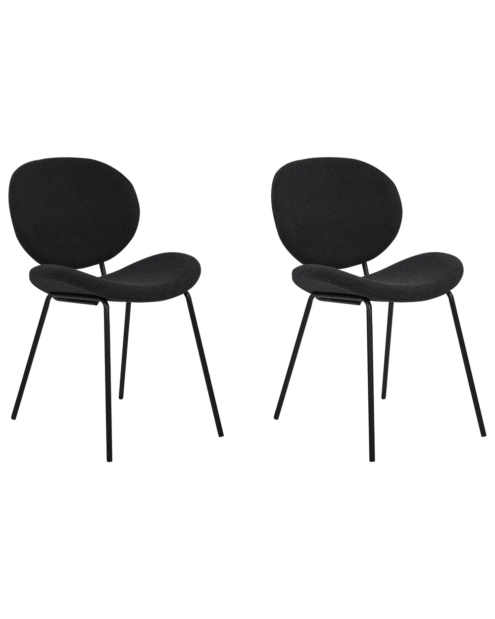 Set of 2 Dining Chairs LUANA Boucle Black_886489